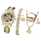 Snowflake Rhinestone Watch & Jewelry Set – 5-Piece Luxury