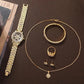 Snowflake Rhinestone Watch & Jewelry Set – 5-Piece Luxury