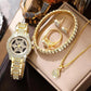 Snowflake Rhinestone Watch & Jewelry Set – 5-Piece Luxury